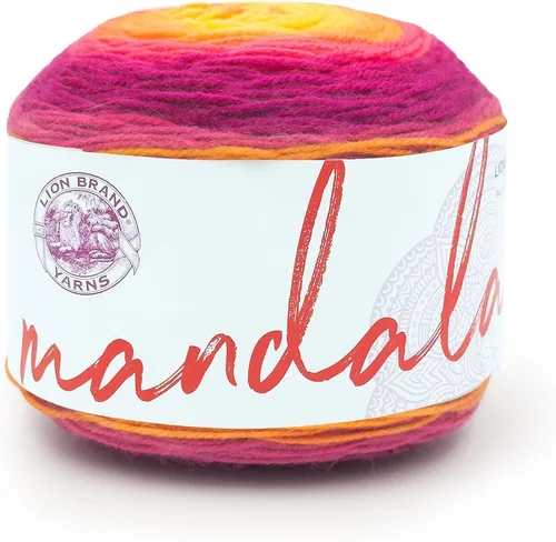 Miniatura 40 de Lion Brand Yarn, Mandala DK - Ovillo ligero para tejer, ganchillo y manualidades, Andorian, 1 paquete, fibra acrílica auto-rayada para mantas