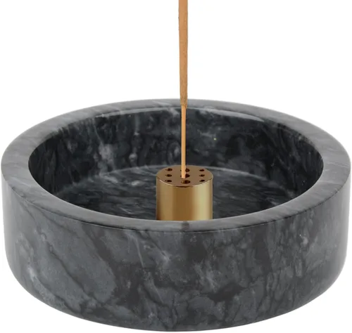 Miniatura 2 de Soporte de incienso, soporte de incienso de mármol natural para palos, quemador de incienso hecho a mano con 9 agujeros de incienso, adecuado