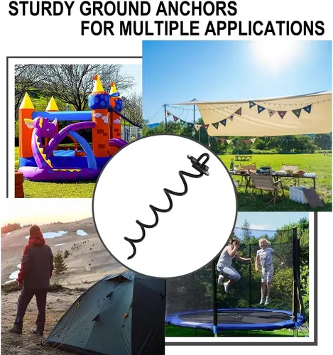 Miniatura 7 de Eurmax USA Paquete de 4 Estacas en Espiral de Servicio Pesado Kit de Anclaje Tornillo de Anclaje de Hielo para Trampolín, Tiendas de Campaña, Lonas