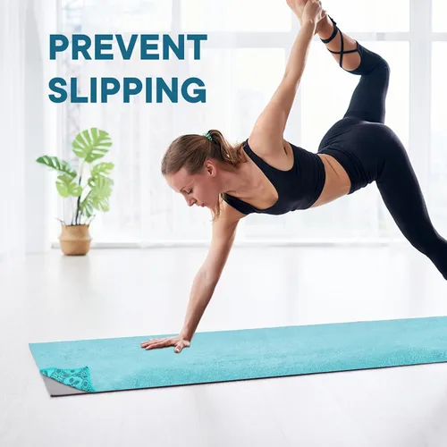 Miniatura 4 de Toallas de yoga, toalla antideslizante para esterilla de yoga caliente con puntos de agarre, manta de yoga de microfibra suave súper absorbente