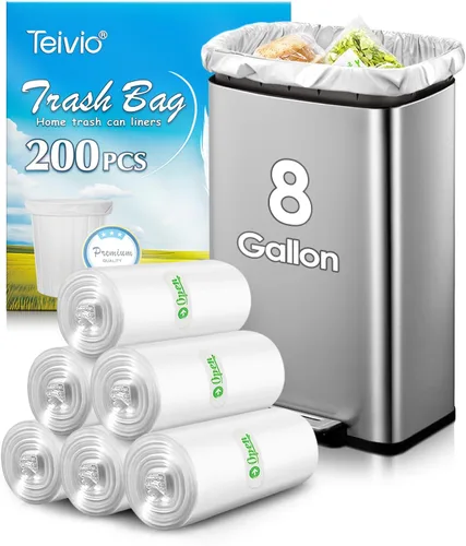 Miniatura 50 de Bolsas de basura fuertes de 1.2 galones, 220 unidades, bolsas de basura para baño, bolsas de plástico pequeñas para la oficina en casa, cocina, se