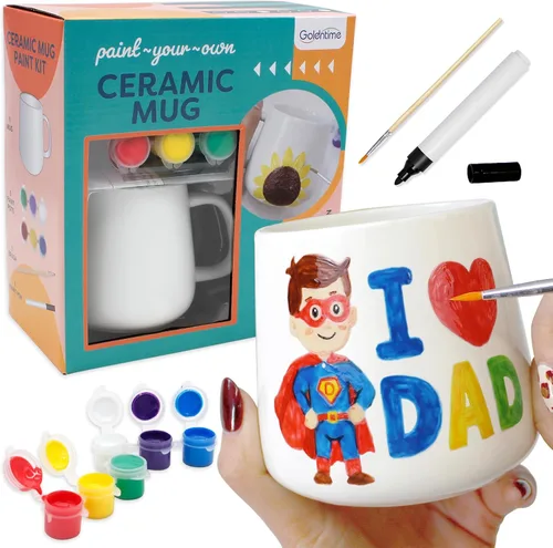 Miniatura 8 de Kit de Pintura de Tazas DIY de Goldentime para Adultos y Niños Incluye Tazas Cerámicas en Blanco para Decorar, Tazas Pintables y Suministros