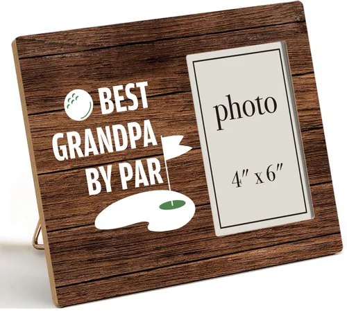 Oqtumes Regalos de golf para hombres, marco de fotos para abuelo, regalos de golf para abuelo, marco rústico de madera de 8 x 10 pulgadas, montaje