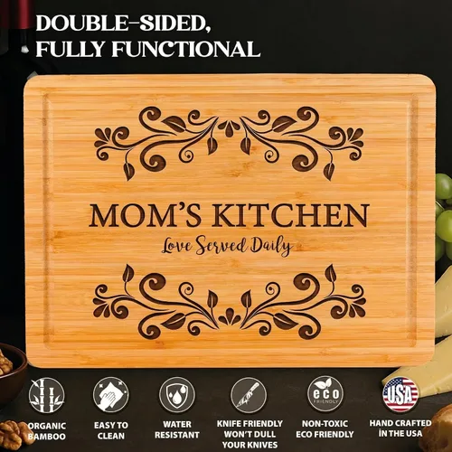 Miniatura 3 de Tabla de cortar personalizada como regalo para el día de la madre, mamá, abuela, esposa, decoración de cocina de madera grabada, regalo