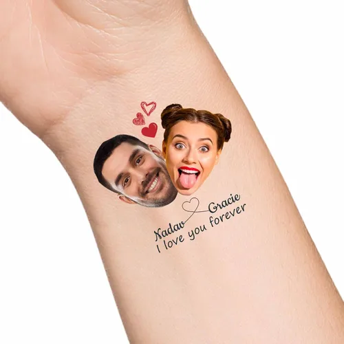 Miniatura 9 de Tatuajes temporales personalizados con texto de nombre, tatuaje temporal personalizado con logotipo fotográfico para adultos, parejas, mujeres