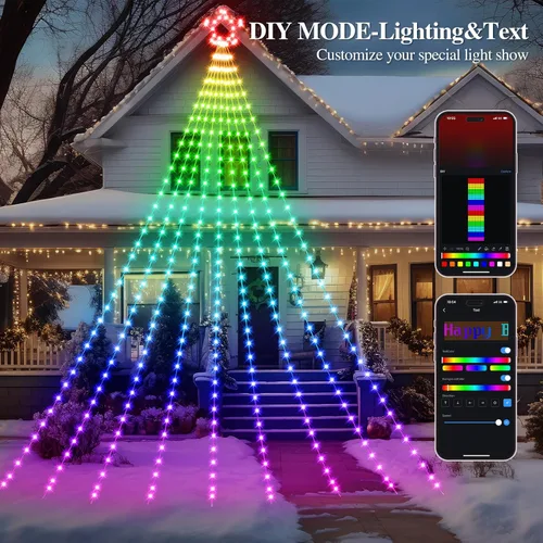 Miniatura 3 de FANCILLUMA Luces de Cadena de Estrella de 16.4 pies para Decoraciones de Navidad al Aire Libre, Control Remoto de Aplicación Inteligente RGB que