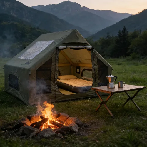 Miniatura 7 de Tienda de campaña inflable para campamento, instalación rápida con bomba, tienda de campaña Oxford impermeable de 4 estaciones con tragaluz, tienda