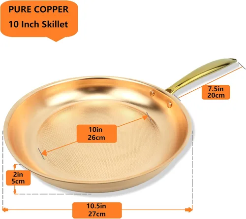 Miniatura 2 de Kkekos Ollas y sartenes de cobre puro, juego de utensilios de cocina de cobre martillado con wok (10.2 in)
