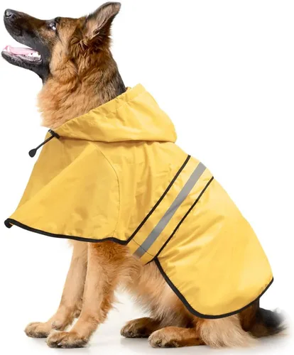 Miniatura 22 de Impermeable reflectante para perros – Impermeable ajustable para perros, impermeable ligero con capucha para perro, poncho chubasquero, chaqueta