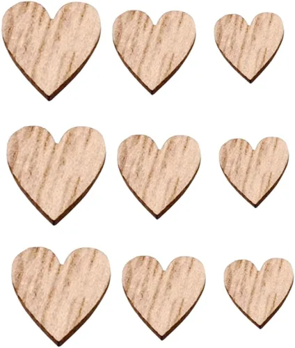 Miniatura 2 de EXCEART 400 piezas de adornos de estrella de madera, adornos colgantes de madera, corazones colgantes de madera, adornos de corazón de madera, Como