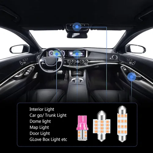 Miniatura 5 de Jeseny Bombilla LED rosa para interior de coche, paquete de 3, 24