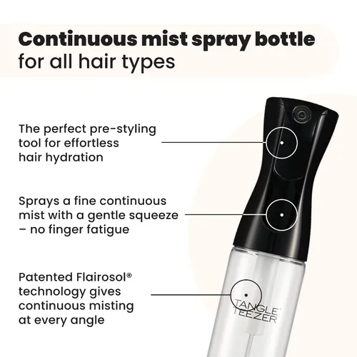 Miniatura 2 de Botella de pulverización de niebla fina continua TANGLE TEEZER, niebla continua para desenredar y peinar el cabello, Negro, 10,1 oz