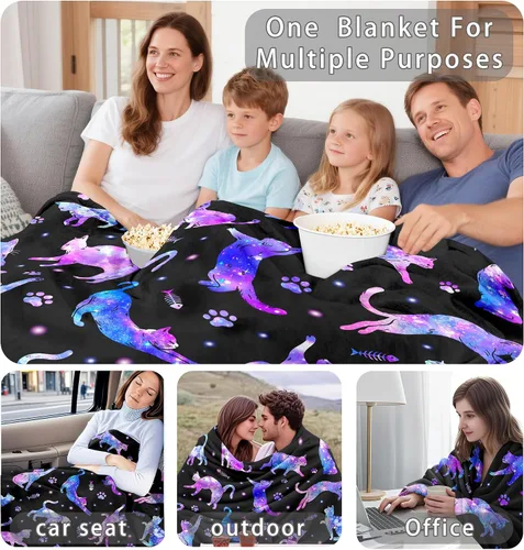 Miniatura 5 de Manta de Gato para Amantes de Gatos, Regalo Suave y Cálida de Franela, Manta de Gatos para Arropar, Regalo para Niñas, Mujeres, Niños, Adultos 50" X