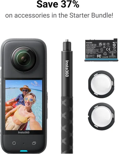 Miniatura 2 de Insta360 X3 Paquete Inicial - Cámara de acción impermeable de 360° con sensor de 1/2 pulgada, 5.7K 360°, fotos de 360° de 72MP, estabilización