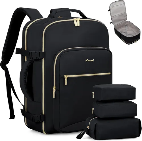 LOVEVOOK Mochila de viaje de 40L aprobada para vuelo, 3 cubos de embalaje, bolsa de viaje impermeable para artículos personales, equipaje de mano