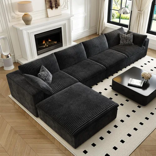 Miniatura 42 de LoveSeat Cloud Couch Sofá Seccional Modular para Sala de Estar, Sofá Moderno con Asiento Profundo, Sofá de 2 Plazas Sin Huesos con Otomana, Cómodos