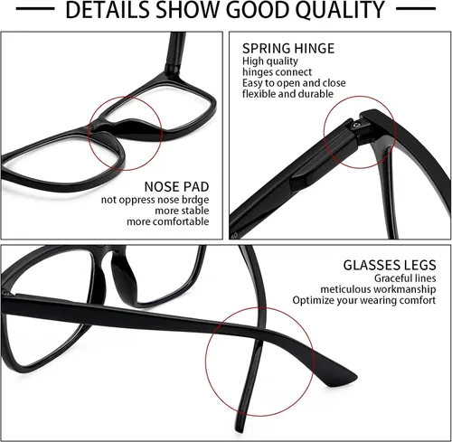 Miniatura 3 de Paquete de 5 lentes de lectura con bloqueo de luz azul, lectores de bisagra de resorte para mujeres y hombres, anteojos nerd con filtro anti rayos