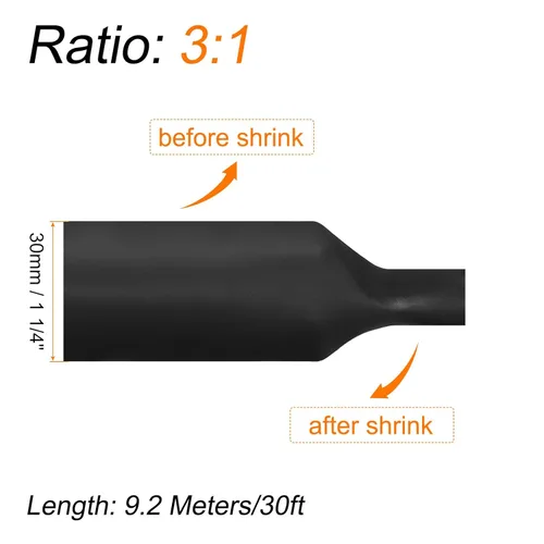 Miniatura 2 de MECCANIXITY Tubo termorretráctil, relación 3:1, 1 1/4 pulgadas de diámetro, 30 pies, con forro adhesivo, doble pared, tubo termorretráctil
