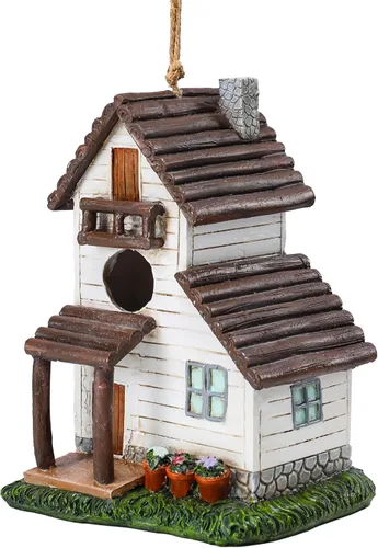 Miniatura 18 de Yinns Casa de pájaros de resina para exteriores, casas de pájaros para exteriores para anidar pájaros silvestres, casas decorativas de piedra