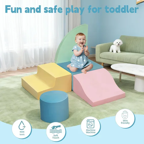 Miniatura 4 de MIND&ACTION 5 piezas de juguetes de escalada para niños pequeños en interiores, bloques de escalada de espuma para niños pequeños de 1 a 3 años