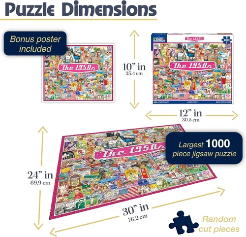 Miniatura 2 de White Mountain Rompecabezas de 1000 piezas de iconos americanos de mediados de siglo con piezas grandes para adultos y familia de 24 x 30 pulgadas