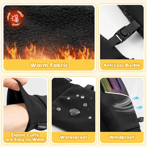 Miniatura 4 de Guantes cálidos de invierno para niños y niñas, para pantalla táctil, antideslizantes, para clima frío, guantes de ciclismo para deportes al aire