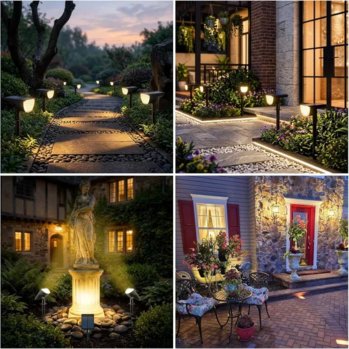 Miniatura 8 de GKGG Luces solares para exteriores, impermeables, IP65, 76 LED, 3 modos de iluminación, focos solares para exteriores, patio, jardín, paisaje