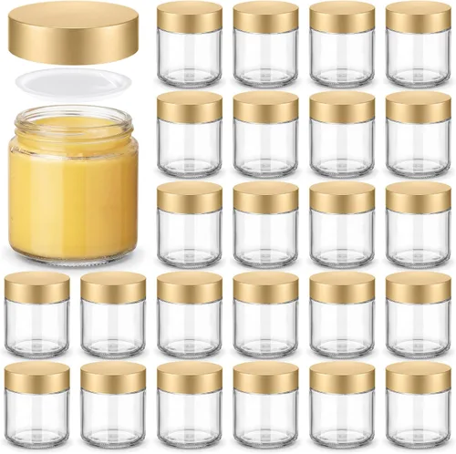 Miniatura 32 de Norme 48 frascos de vidrio de 4 onzas con tapas a prueba de fugas, redondos, herméticos, vacíos, frascos cosméticos con forros internos en la tapa