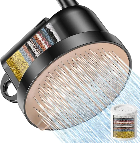 Miniatura 16 de MakeFit Cabezal de ducha filtrado de níquel cepillado, cabezal de ducha de alta presión con filtro para suavizador de agua dura, 7 ajustes