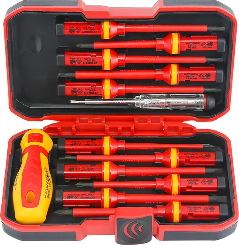 Juego de destornilladores aislados R'deer Nivel Industrial 1000 V Cr-V magnético ranurado Phillips Pozidriv Torx Kit de herramientas para