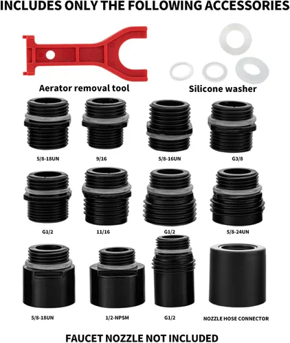 Miniatura 6 de 12 kits de adaptadores de cabezal de grifo de cocina extraíbles, compatibles con múltiples adaptadores de cabezal rociador de fregadero, incluye