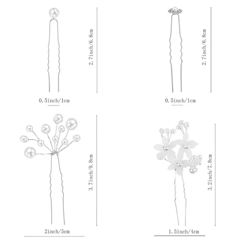 Miniatura 2 de Maitys 44 piezas de accesorios para el cabello de boda, clips de peine de cristal de perlas sintéticas, diamantes de imitación de flores