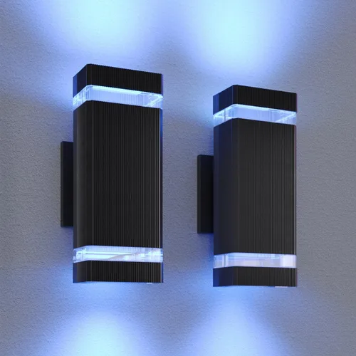 Miniatura 11 de rosykite Iluminación LED que cambia de color RGB doble hacia arriba y hacia abajo, luz de pared al aire libre, 12 W, 1200 lm, temperatura blanca