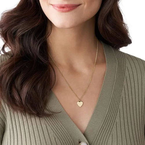 Miniatura 3 de Fossil Collar de cadena con dije de acero inoxidable grabado chapado para mujer