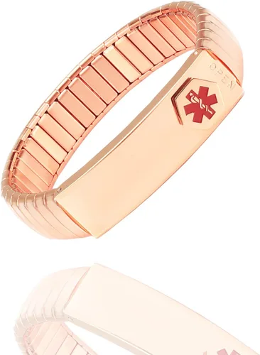 Pulsera de alerta médica para hombres y mujeres, pulsera de identificación médica ajustable ajustable de acero inoxidable para diabetes, alergias,