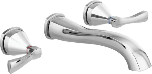 Grifo de pared Delta Stryke para baño cromado, llave de montaje en pared para baño, llaves de baño para lavabo, grifo de baño cromado, Lumicoat