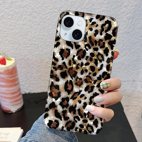Miniatura 3 de J.west Funda compatible con iPhone 14 Plus, lujosa funda de silicona suave con estampado de leopardo translúcido translúcido y vintage para niñas