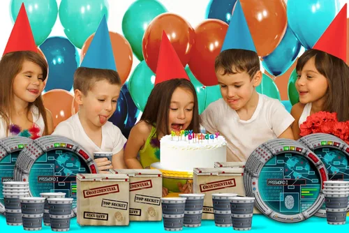 Miniatura 7 de Secret Agent Top Secret Spy - Juego de suministros para fiesta de cumpleaños, platos, servilletas, tazas, vajilla para 16 personas