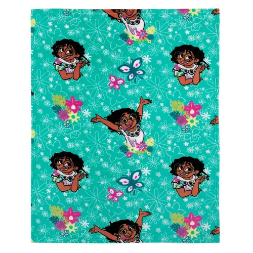 Miniatura 2 de NoJo Disney Encanto Tropical Delight - Manta súper suave para niños pequeños, turquesa, rosa y verde azulado, Mirabel, flores y mariposas
