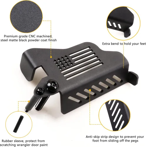 Miniatura 2 de Estriberas para puertas desactivadas para Jeep Wrangler, bisagra de puerta, clavija de pie delantera para Jeep Wrangler JK JKU JL JLU 4XE Gladiator