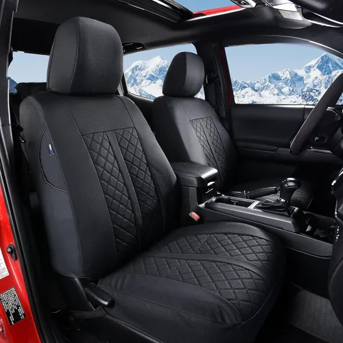Miniatura 9 de Truckiipa Fundas de Asiento Automotrices Ajuste para Toyota Tacoma Asiento Delantero de Cuero Impermeable Cobertura Completa Fundas de Asiento