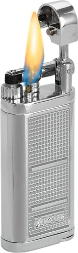 Miniatura 2 de Xikar Encendedor de tubería de tubería, sistema de encendido de pedernal reemplazable, tapa de encendido con bisagras, recargable, plateado