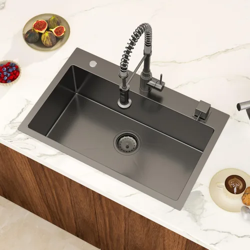 Miniatura 21 de Black Bar Sink Drop in 13x15 Inch Topmount Single Bowl Kitchen Sink Handmade T304 Stainless Steel Wet Bar Sink Outdoor RV Handmade Small Prep Sink