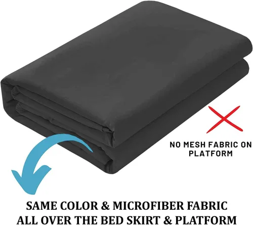 Miniatura 5 de SKY BEDDINGS - Falda de cama con volantes con esquinas divididas tamaño Twin con caída de 12 pulgadas, falda de cama con volantes antipolvo con Gris