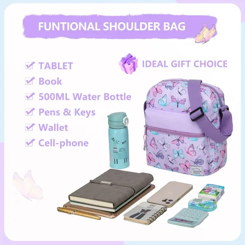 Miniatura 4 de VASCHY Bolso cruzado para niñas, ligero y pequeño, bolso de hombro tipo mensajero, regalo para preadolescentesadolescentes y niños pequeños
