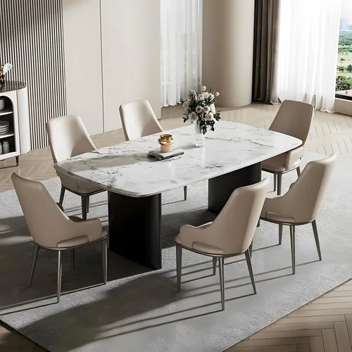 Miniatura 4 de Juego de 2 sillas de comedor modernas, sillas de metal con costuras y patas de metal, sillas de cocina modernas tapizadas de piel sintética, silla