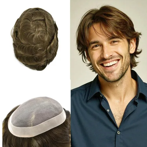 Miniatura 21 de Toupee - Sistema de reemplazo de cabello fino y duradero para hombre, piezas de cabello 100% humano para hombres, revestimiento de poliéster, unidad