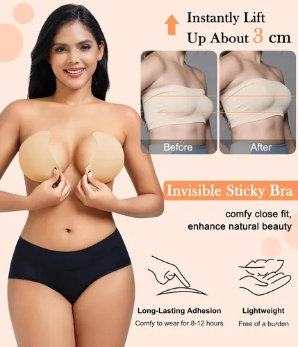 Miniatura 2 de CYDREAM Sujetador sin tirantes adhesivo adhesivo para mujeres de pecho completo, brasier de silicona invisible push up talla grande para vestido sin