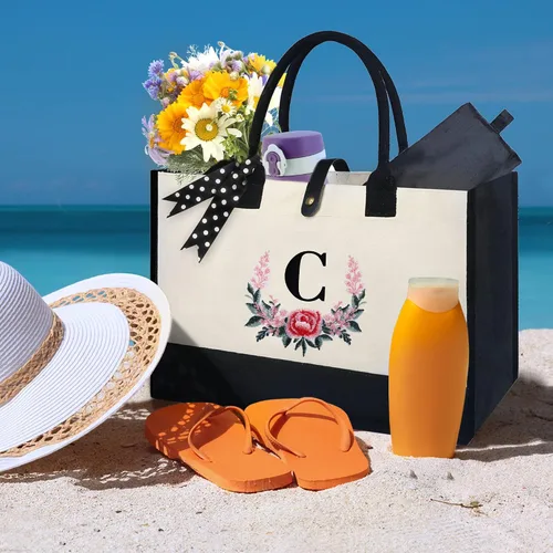 Miniatura 2 de BeeGreen Regalos personalizados para mujeres con bolsillos interiores con cremallera de cuero, hebilla magnética bordada, monograma de lona de 13