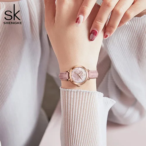Miniatura 3 de SHENGKE Reloj de cuero para mujer reloj de lujo para mujer resistente al agua para mujer
